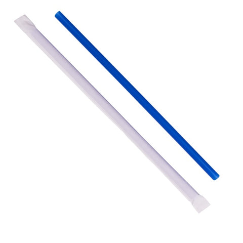 Karat - Straws - 9 inch, 8mm, Blue, Flat Cut, Wrapped - C9120