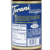 Torani Syrup - SUGAR FREE - Gingerbread - PET - 750 ml